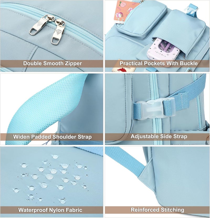 LXYGD Laptop Backpack 15.6 Inch Kids Elementary Middle High School Bag College Backpacks Anti Theft Travel Back Pack Large Bookbags for Teens Girls Women Students (Blue) - Image 5